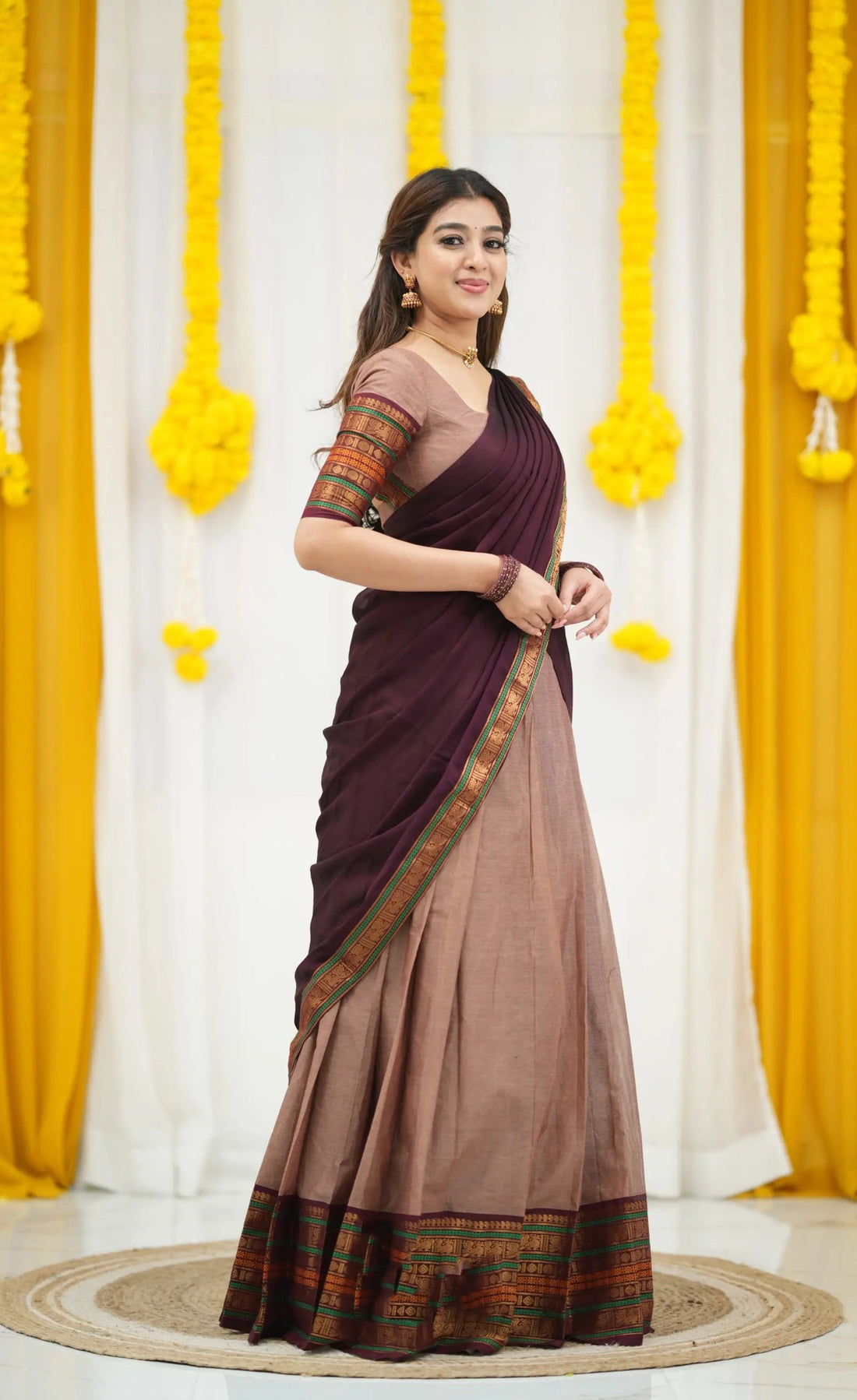 traditional cotton half saree