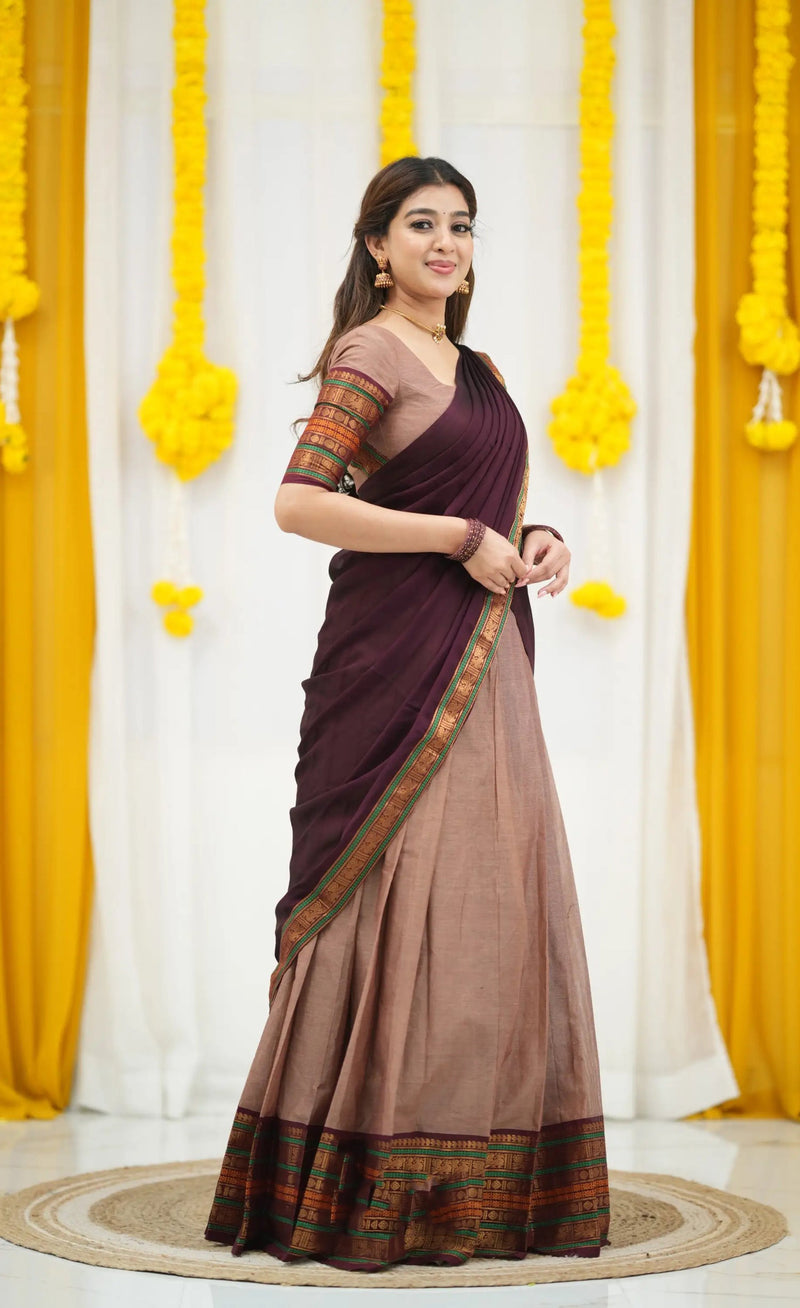 traditional cotton half saree