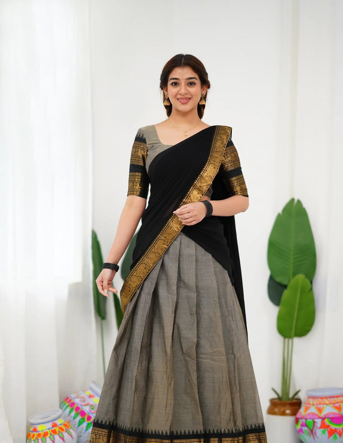 Festival-ready cotton half saree