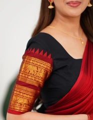 Black and maroon cotton half saree