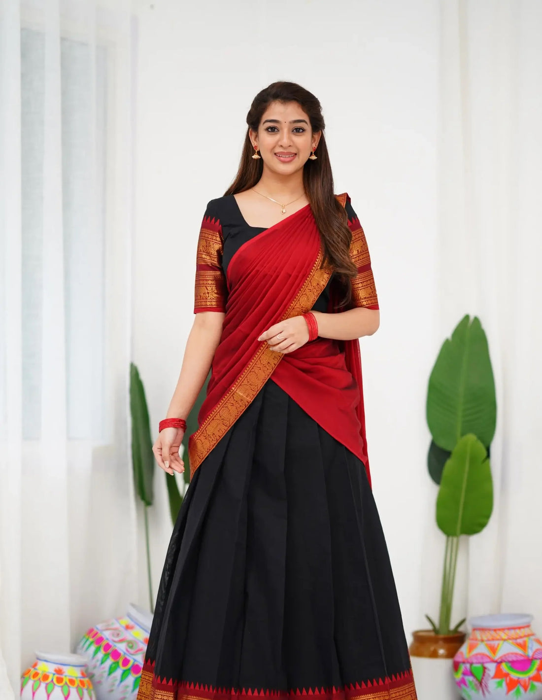 Elegant black and maroon ethnic wear