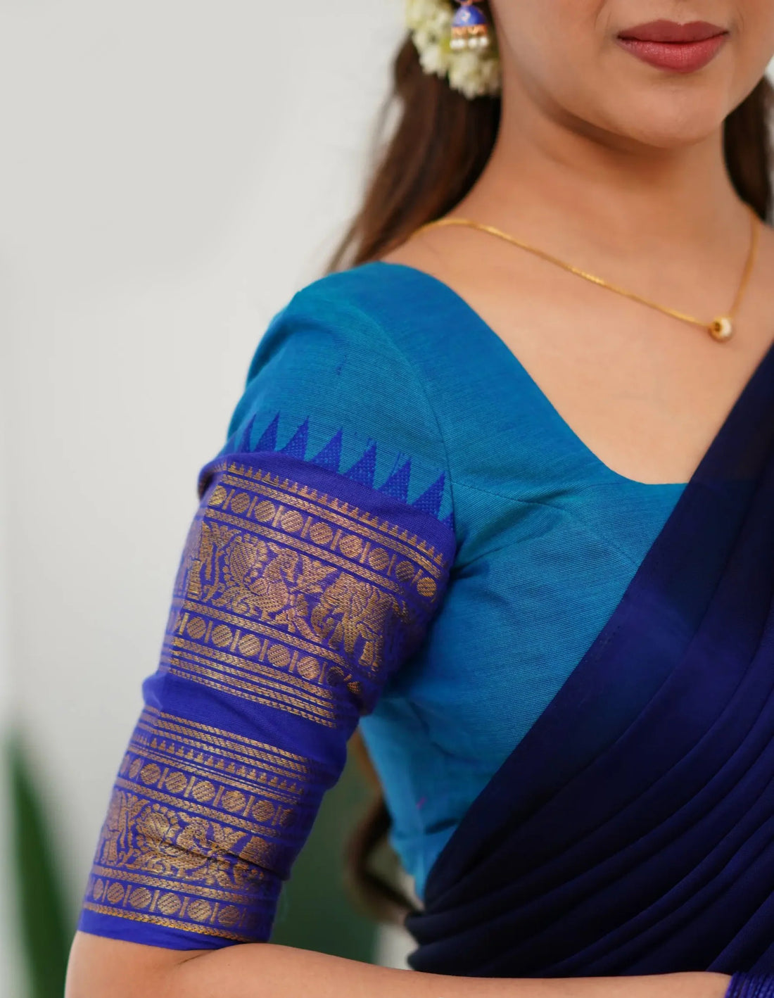 Festive blue half saree