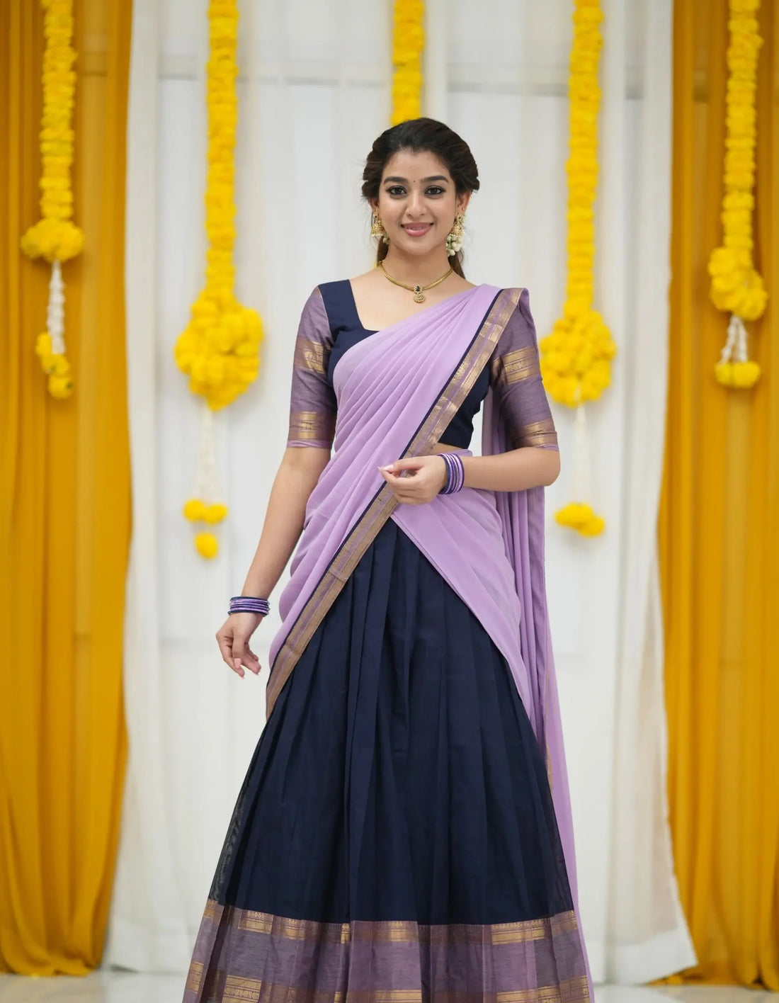 Comfortable half saree for long events