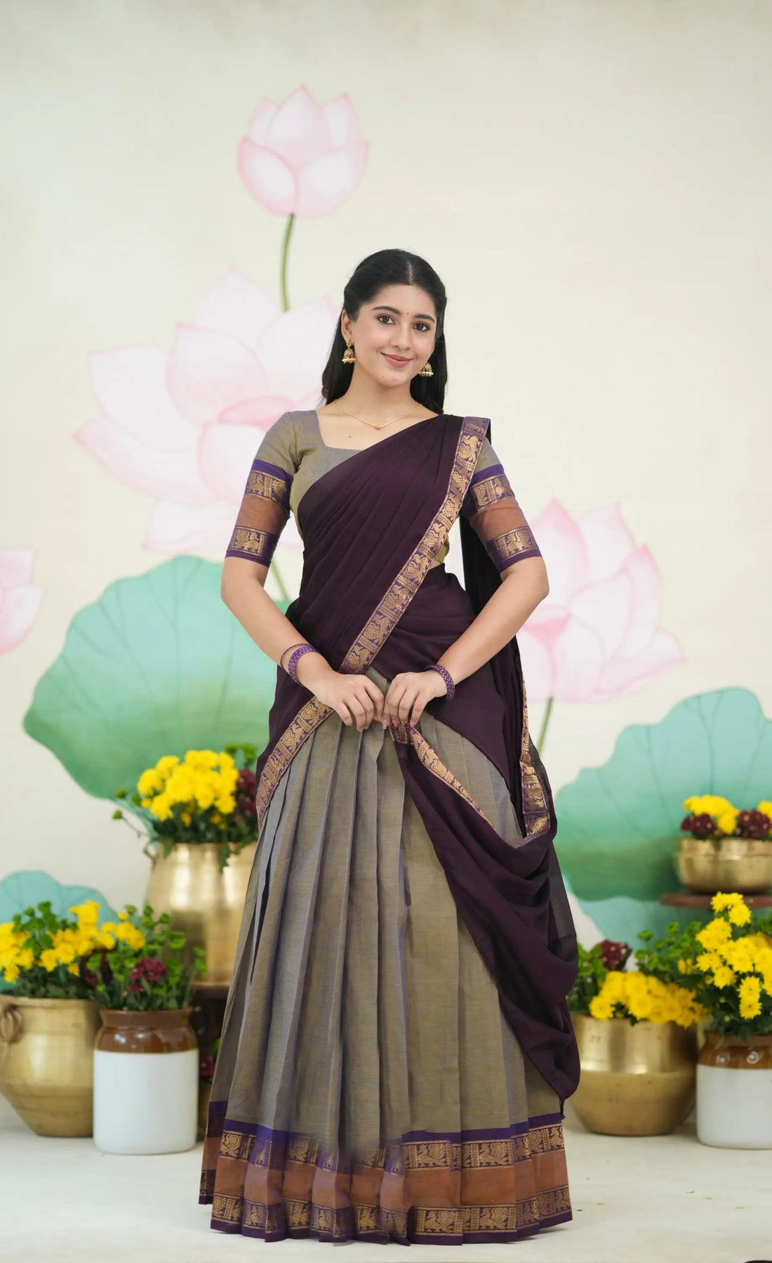casual cotton half saree