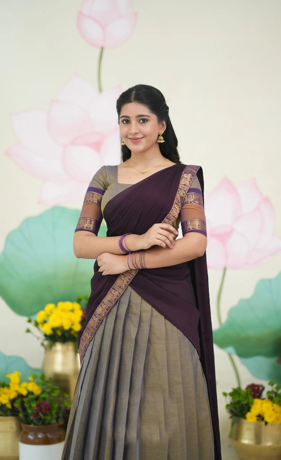 brownish grey saree