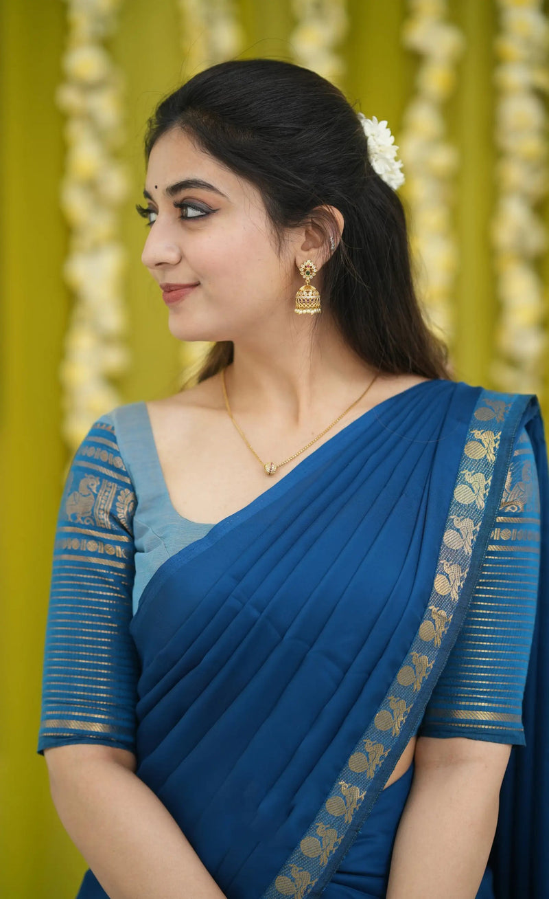 light blue saree with blouse