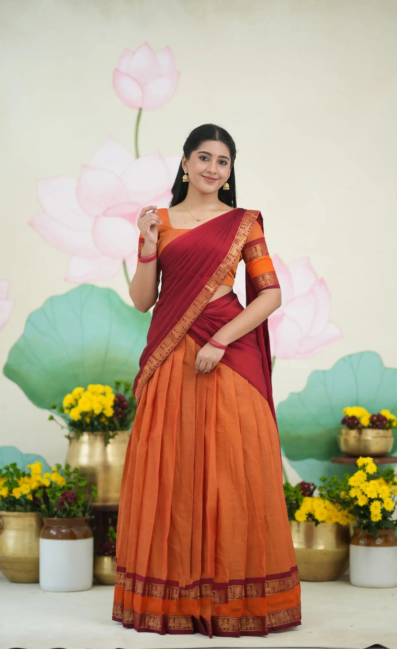 half saree with georgette dupatta