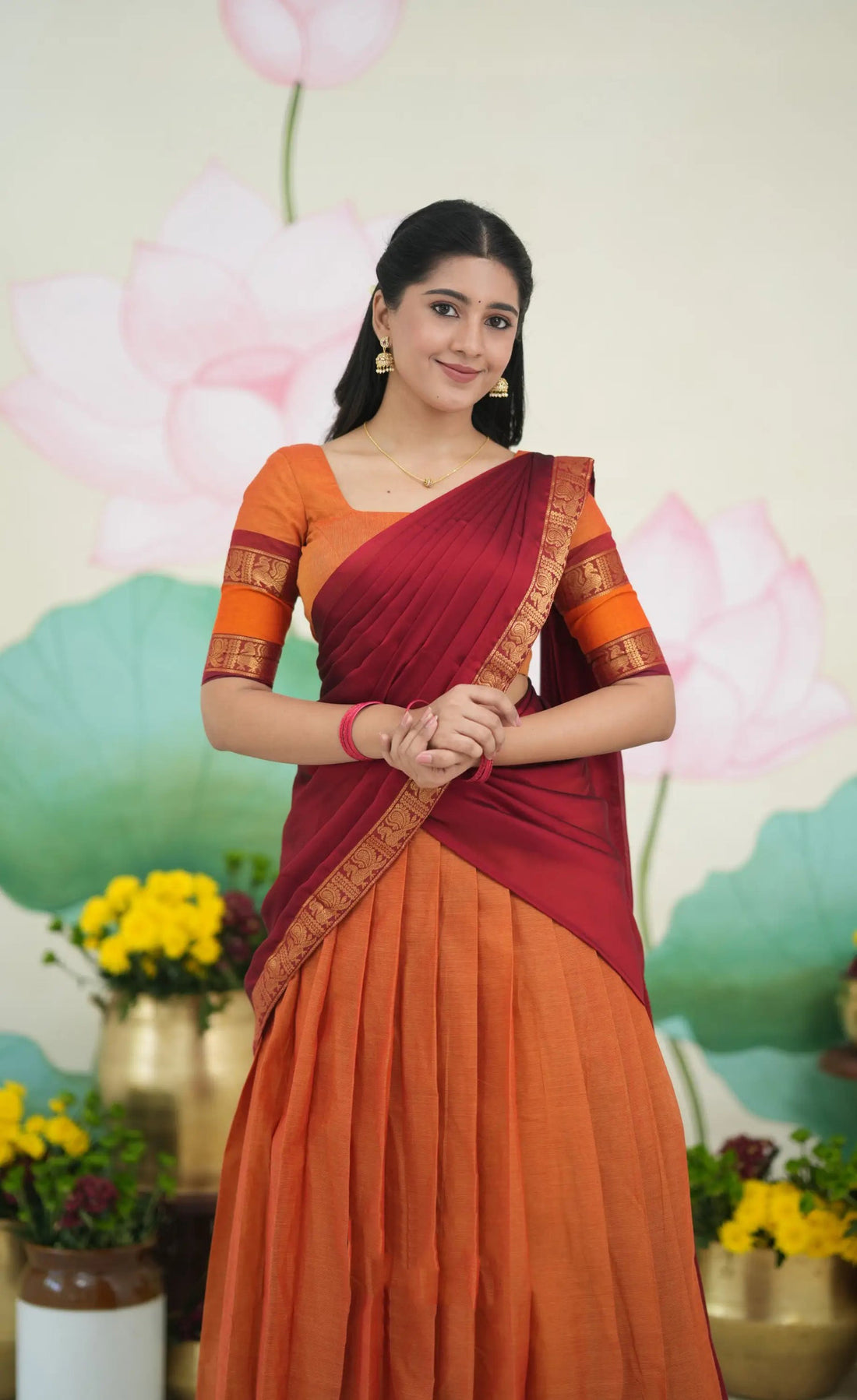 traditional cotton half saree