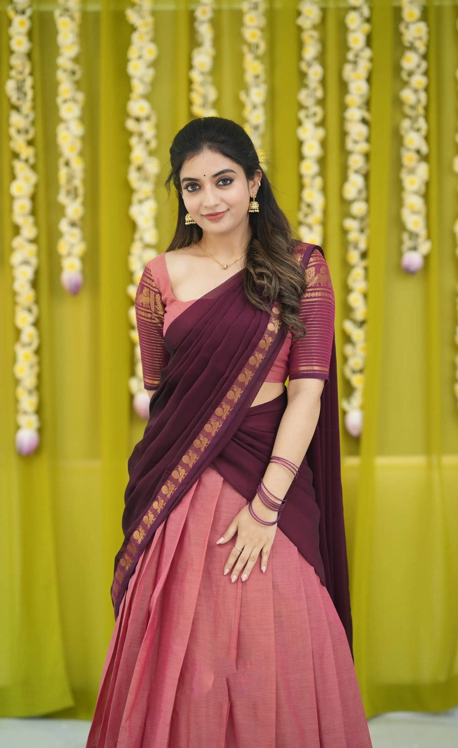 traditional cotton half saree