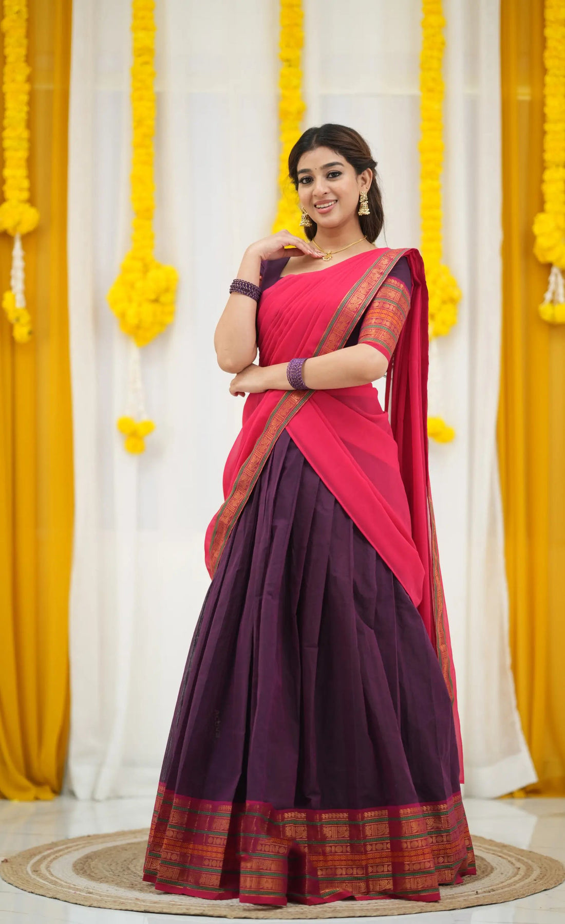 purple pink saree for festivals