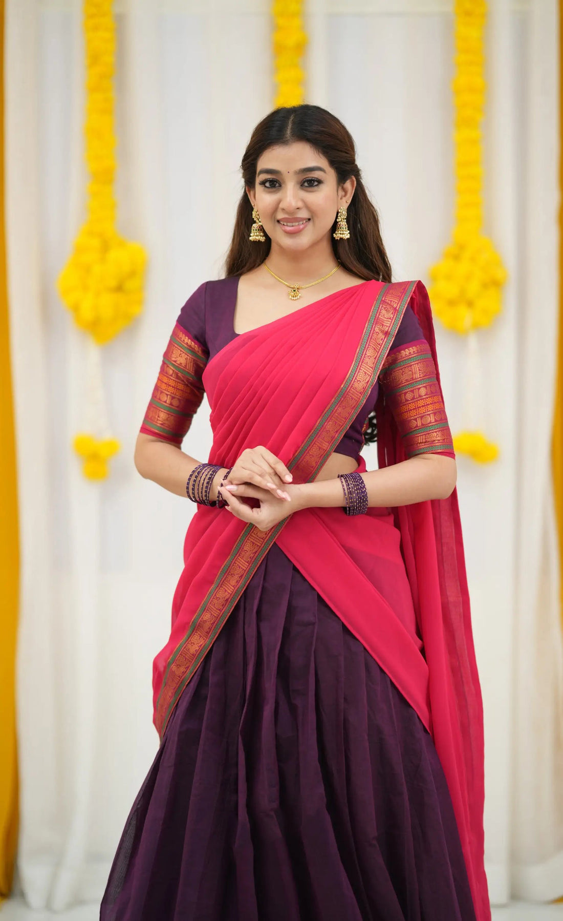 georgette dupatta with cotton saree