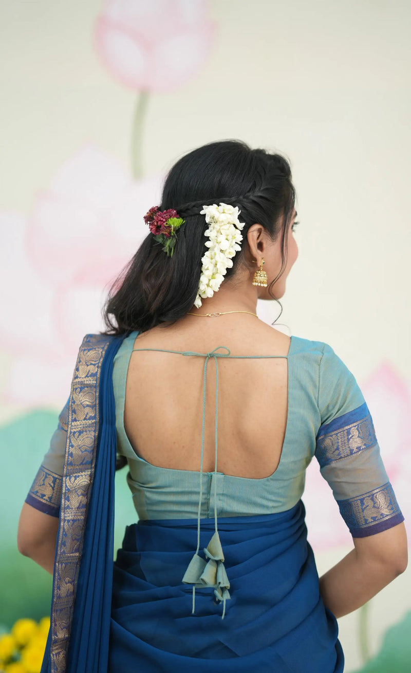 blue festive half saree