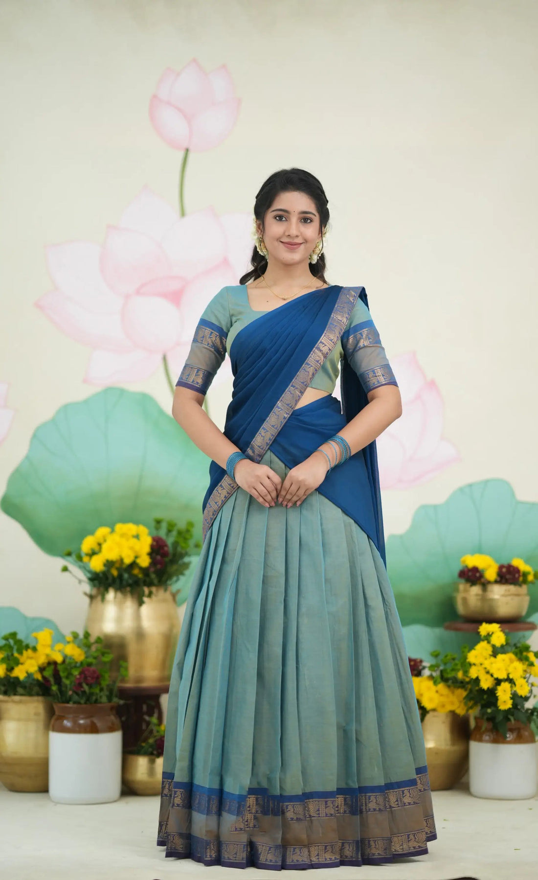 blue cotton saree