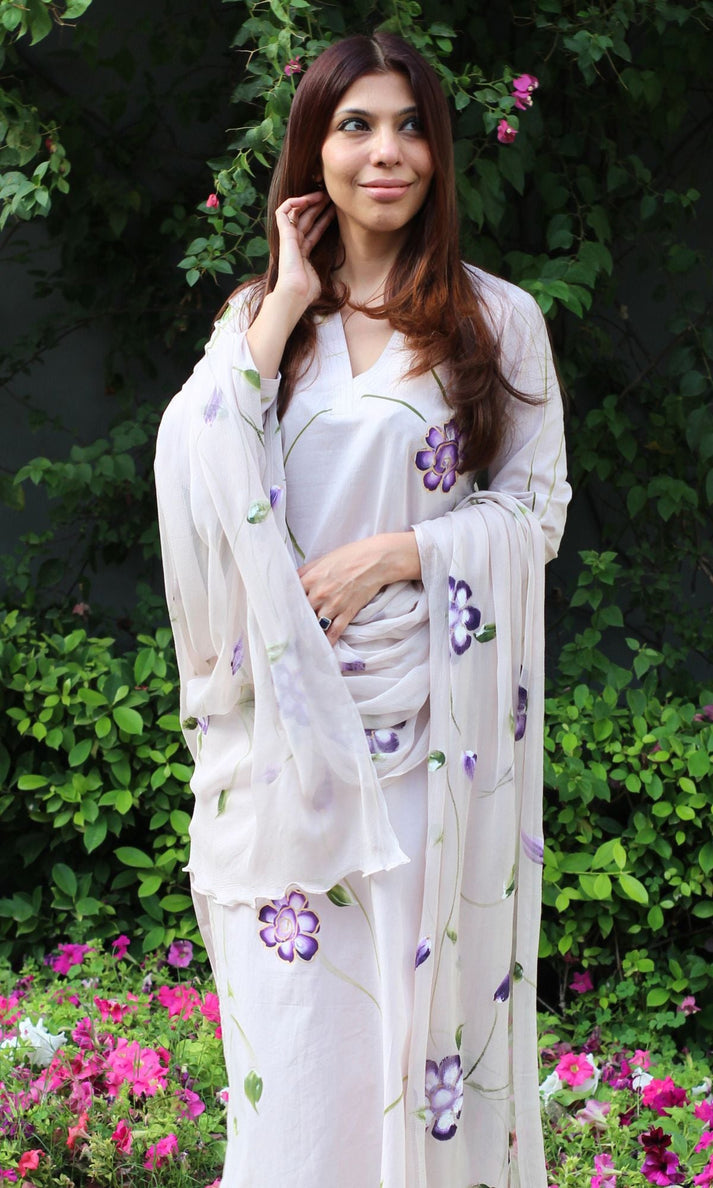 Chiffon dupatta suit set