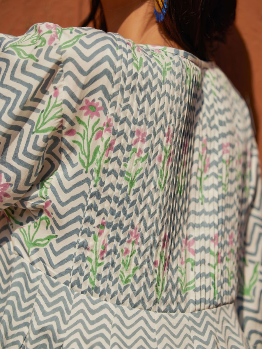 Palladio Grey Pink Cotton Midi Dress