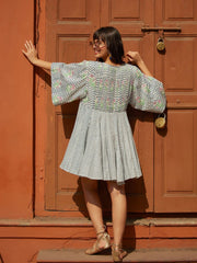 Palladio Grey Pink Cotton Midi Dress