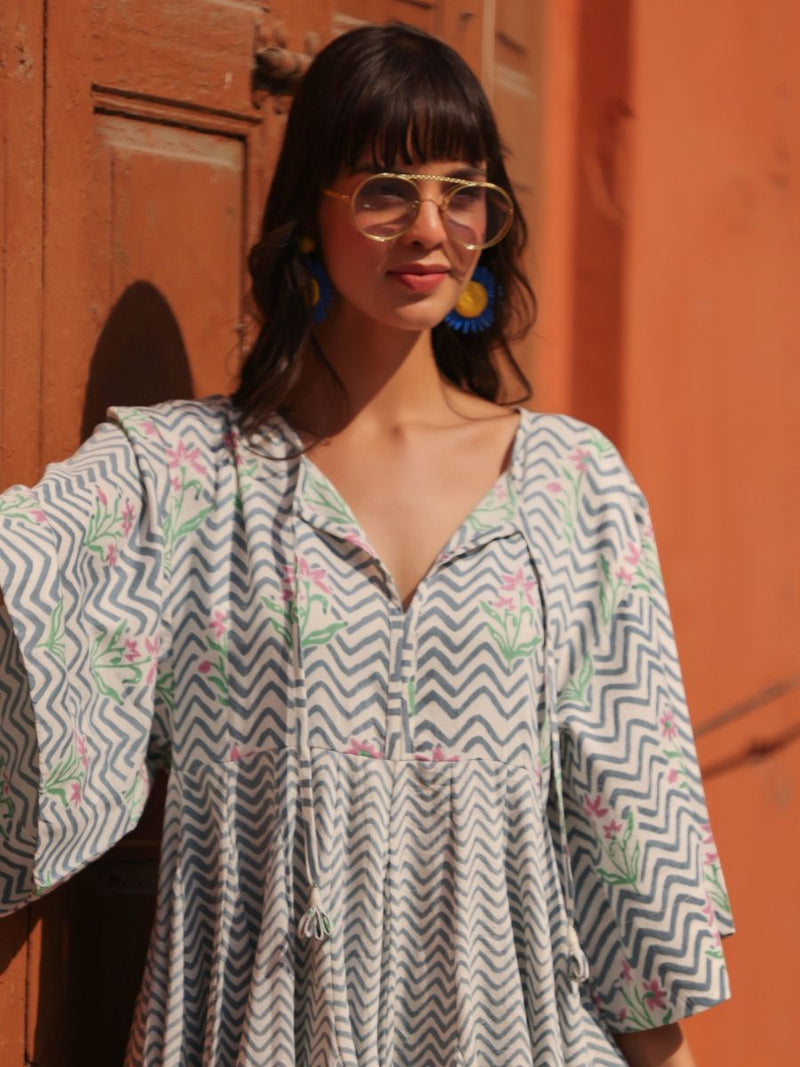 Palladio Grey Pink Cotton Midi Dress