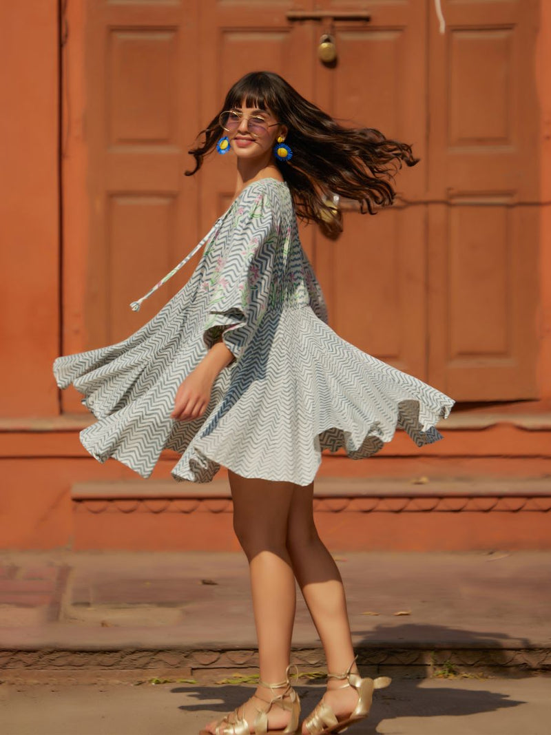 Palladio Grey Pink Cotton Midi Dress