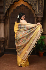Parampara Elegant Sunset Yellow Cotton Viscose Saree