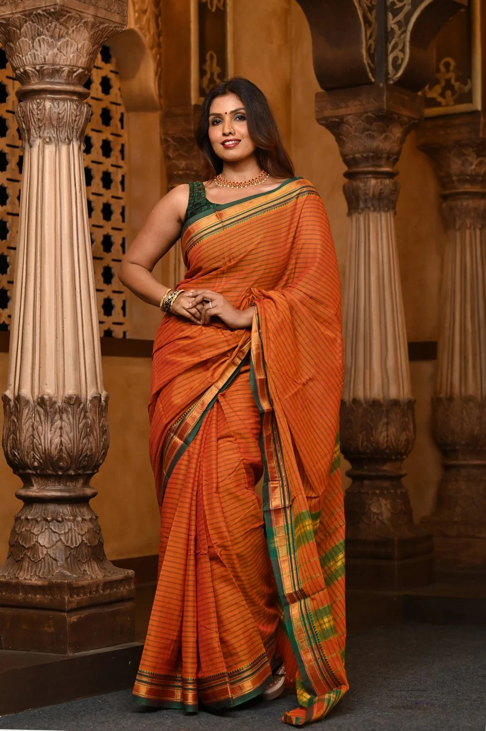Zari border saree