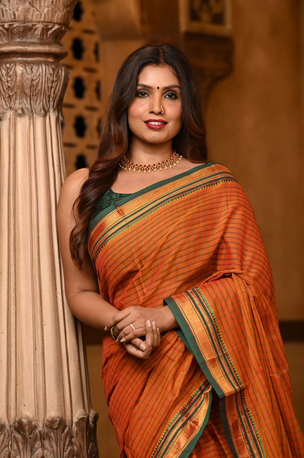 Regal orange saree