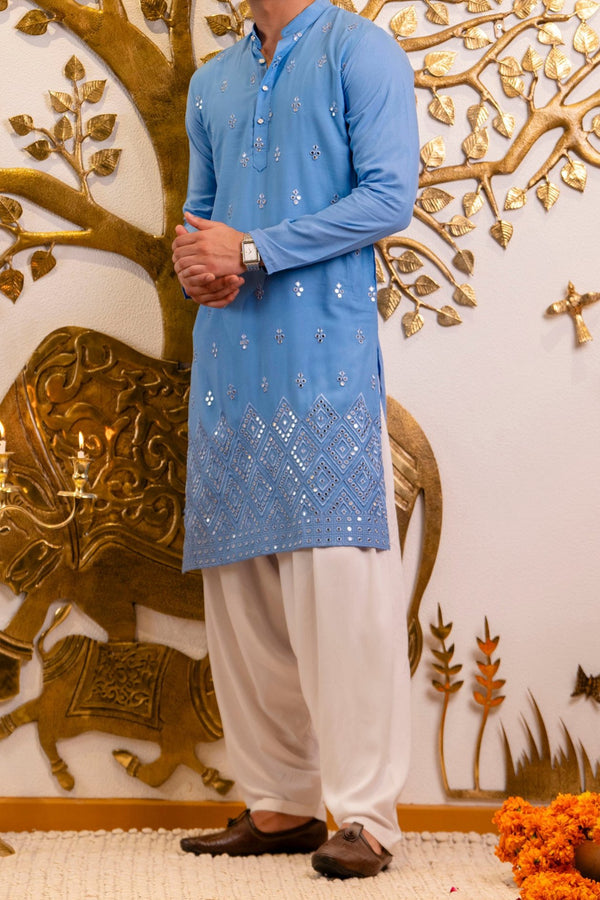 Light blue kurta for men