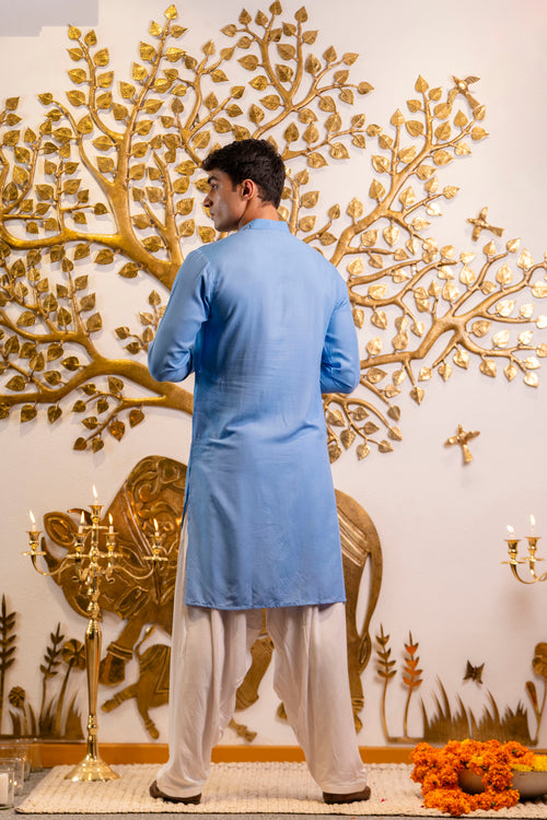 Blue embroidered kurta