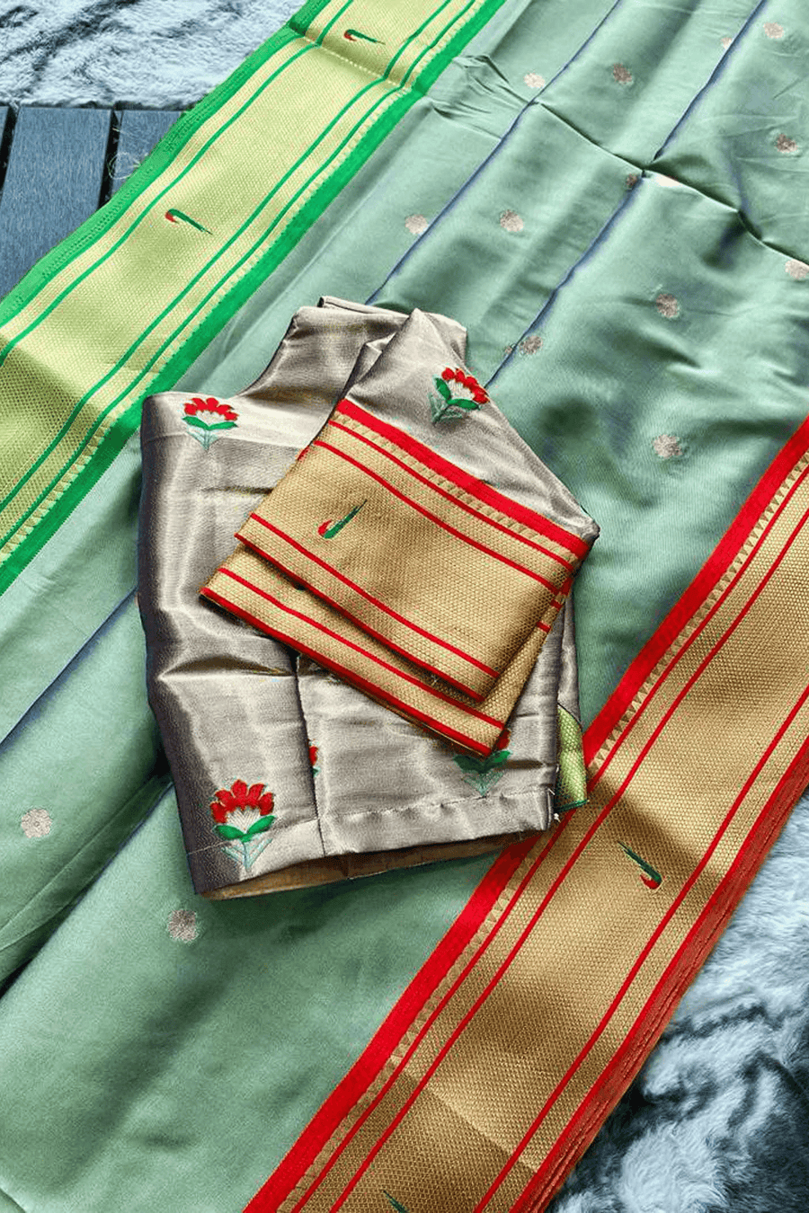 Pastel Green Ready to Wear Kamal Paithani Saree