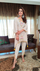 embroidered kurta with dhoti pants