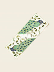 White Blue Beaded Floral Table Runner