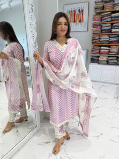 Phool Leheriya Cotton Suit Set