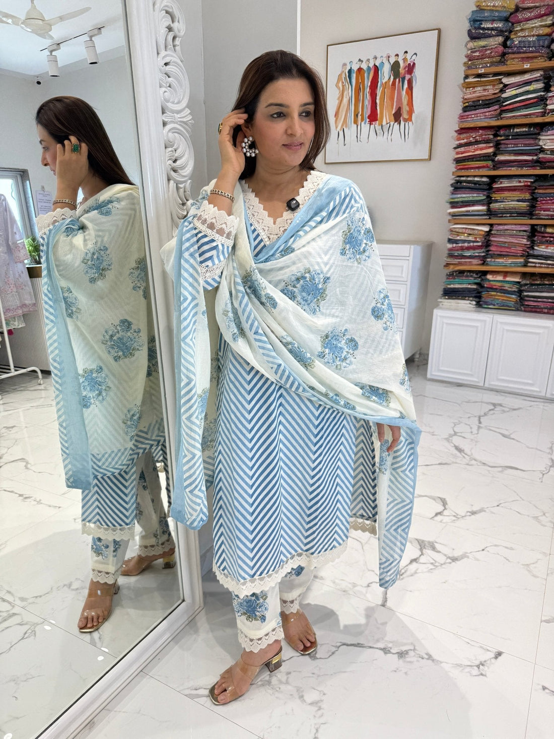 Leheriya print cotton suit