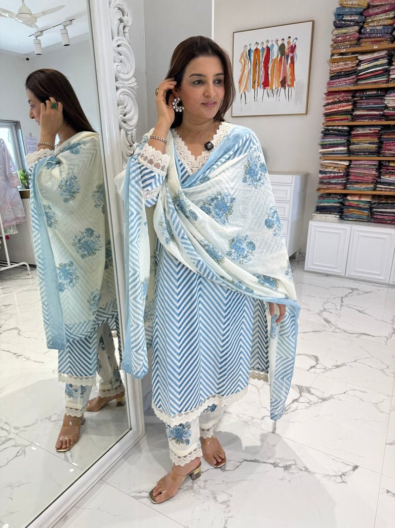 Leheriya print cotton suit