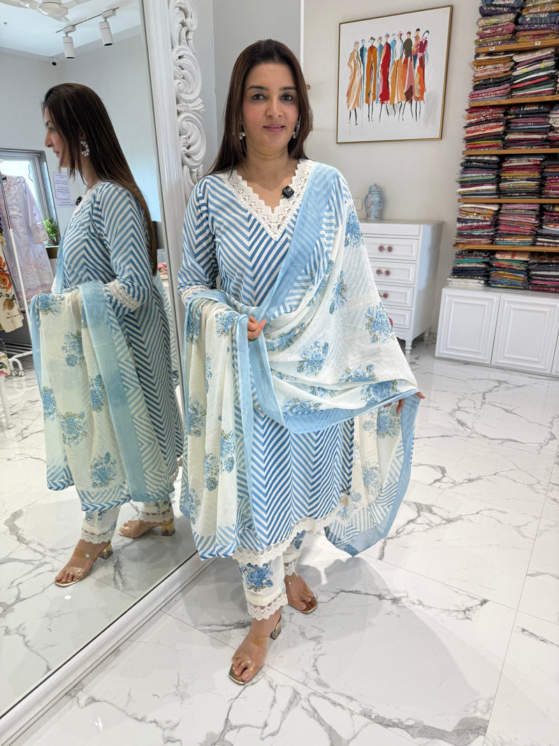 Mul cotton dupatta set