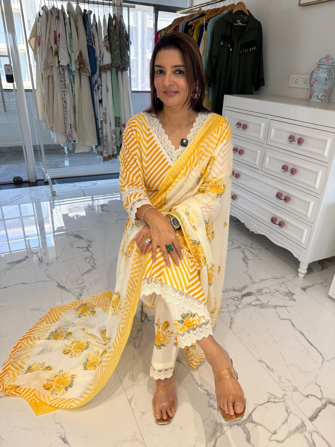 Leheriya print cotton suit