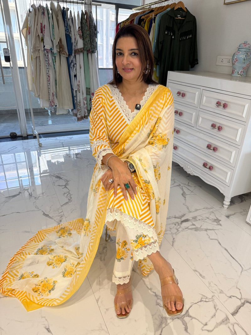 Leheriya print cotton suit