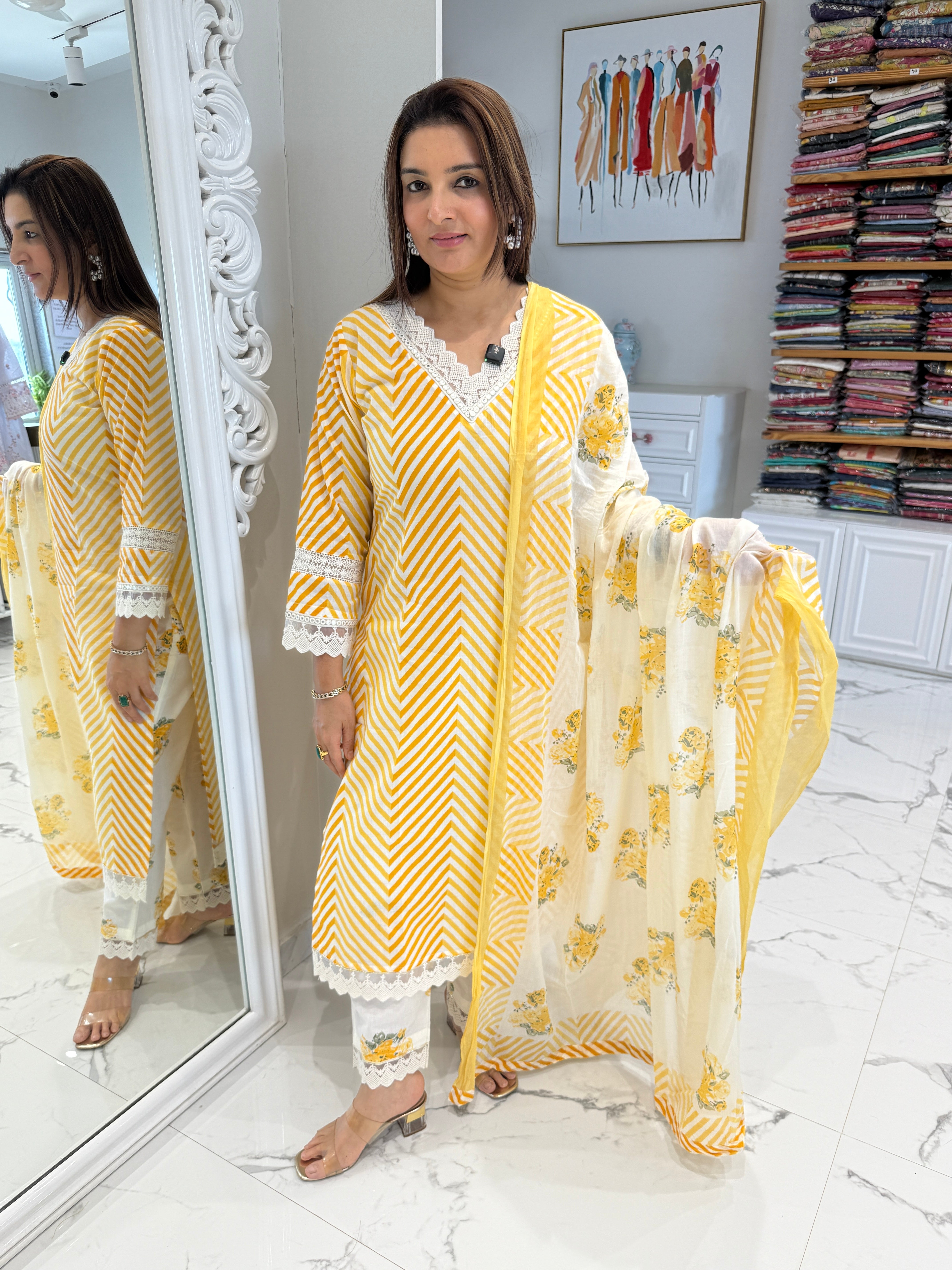 Floral cotton kurta set
