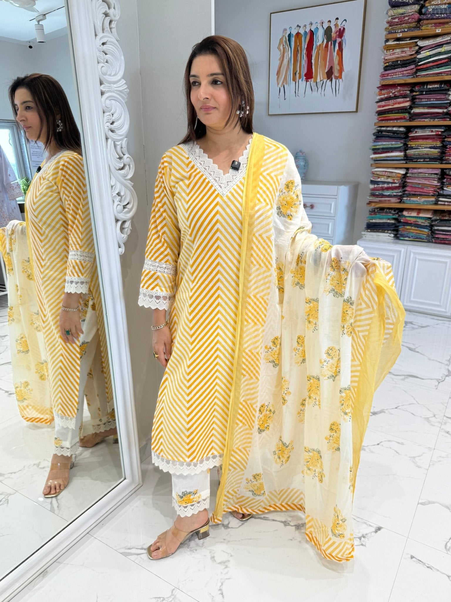 Mul cotton dupatta set