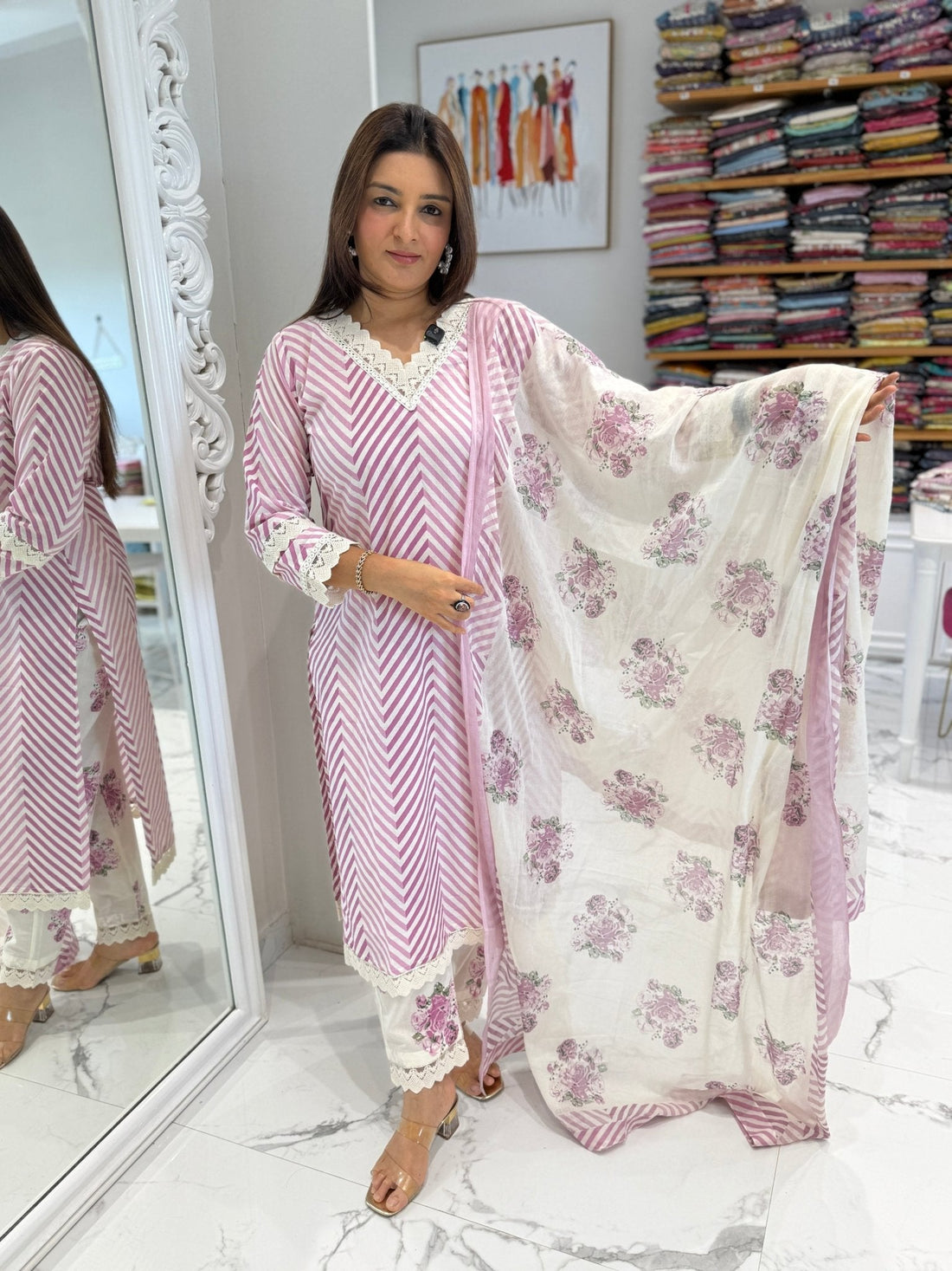 Leheriya print cotton suit