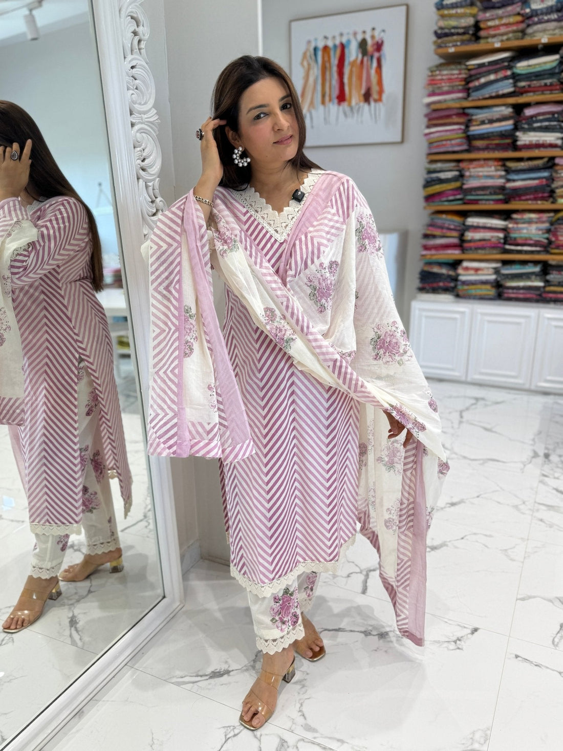 Mul cotton dupatta set