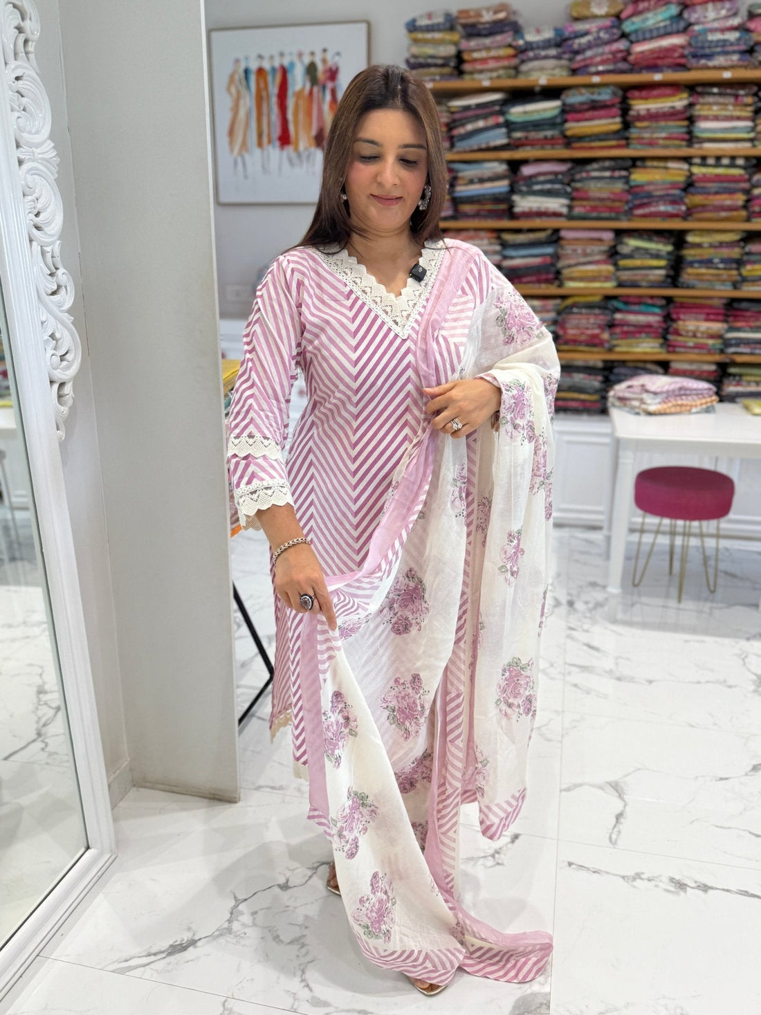 Printed cotton suit for women