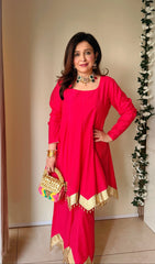 Pink Roman Silk Gulmohar Coordset