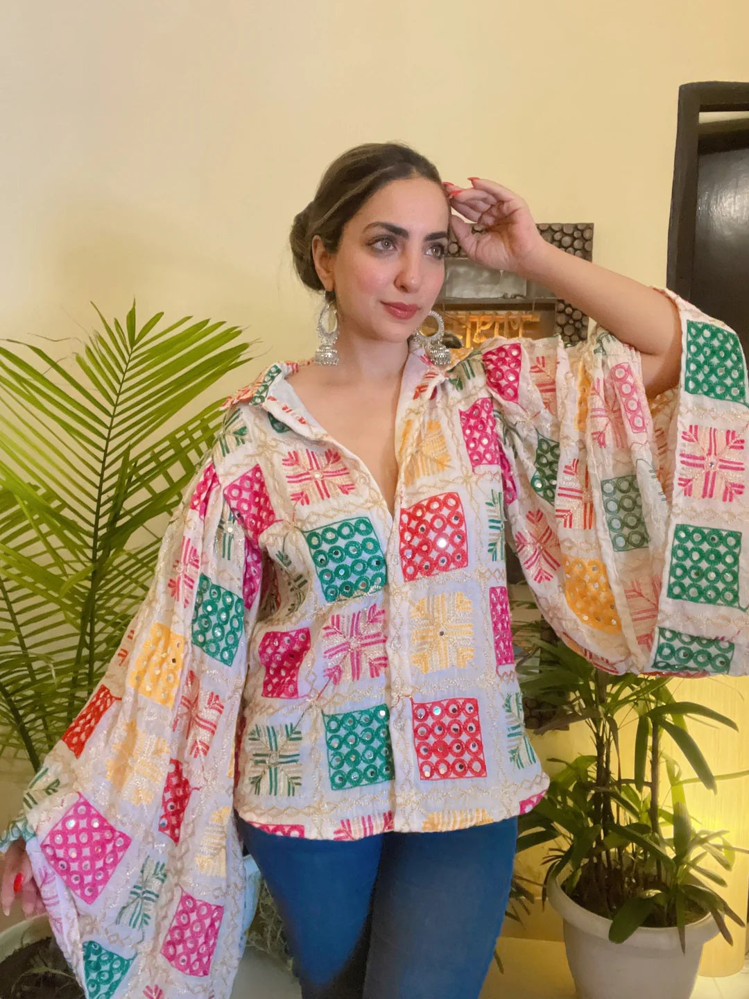 Phulkari embroidery shirt