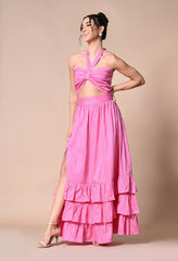 pink cotton maxi dress