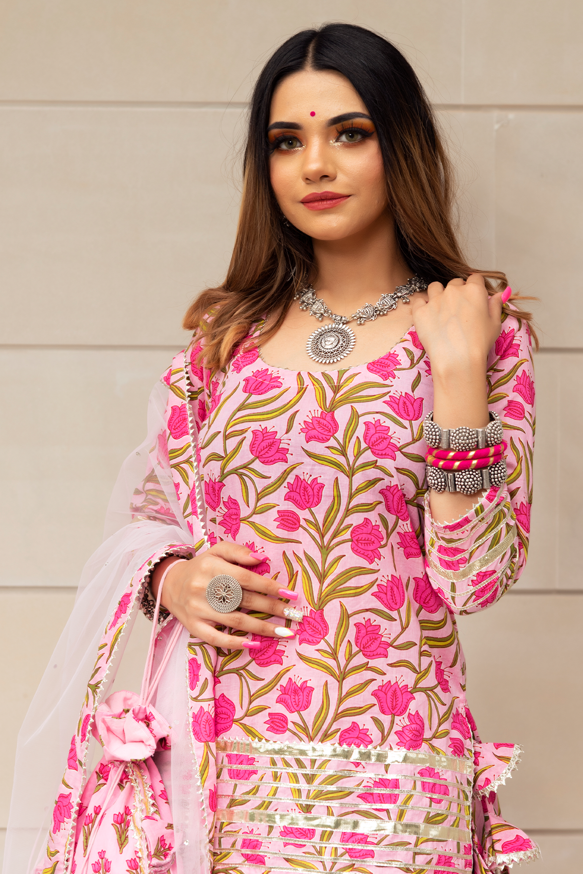 festive Indian cotton skirt suit