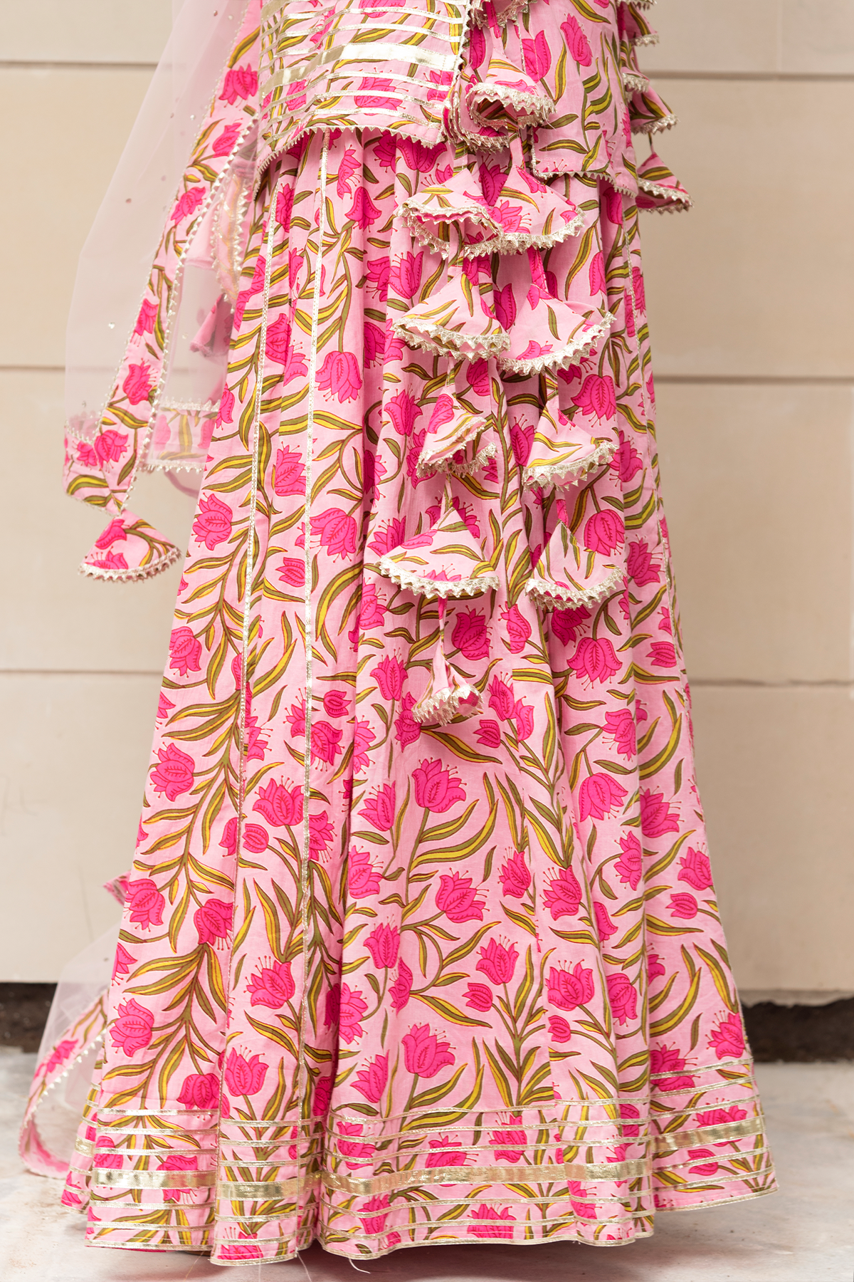three-piece skirt set with dupatta