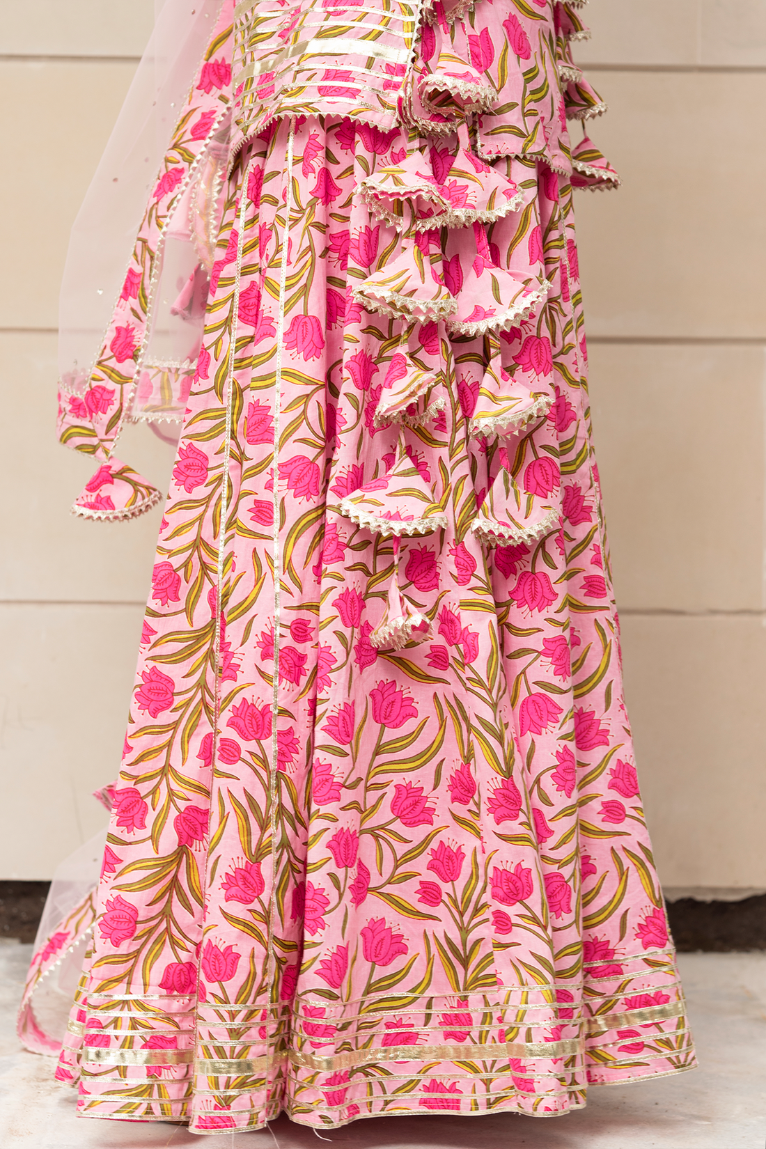 three-piece skirt set with dupatta