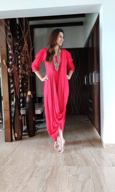 Pink Drape Saree