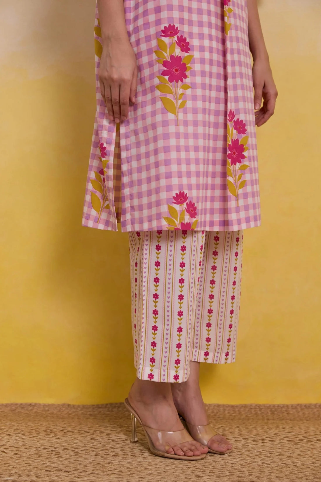 GINGHAM FLORAL PRINTED CO-ORD SET