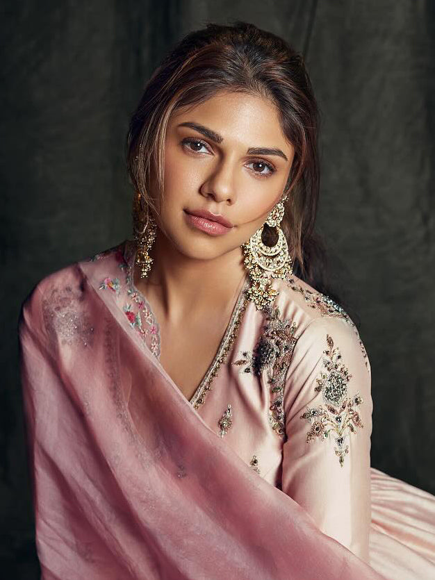 Pink Gold Plated Jadau Kundan Earrings – ME1190WP